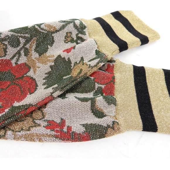 Gucci Gold Lurex Floral Knit Leggings XS(2-4) - Picture 4 of 8